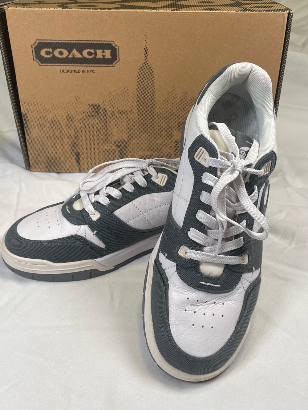 Coach Soho Sneakers Men’s 10 Charcoal White Leather Retro Chunky Shoes